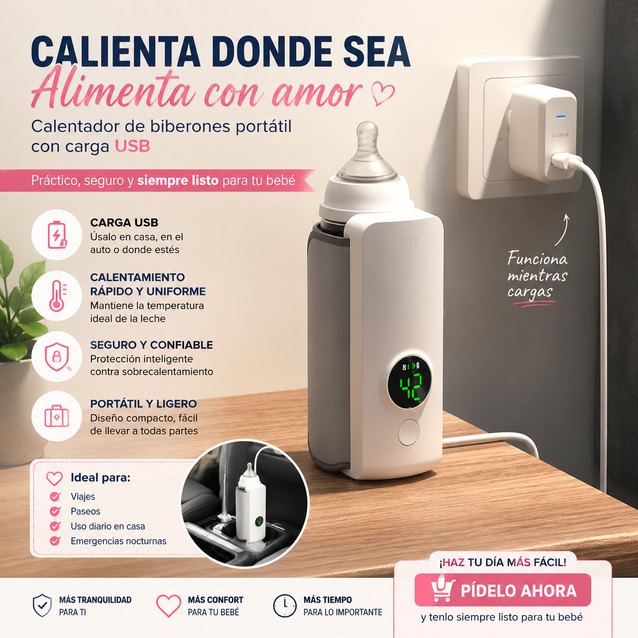 Calentador Portatil De Leche Para Bebe